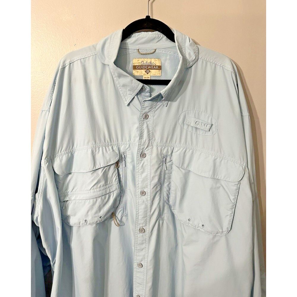 Cabela's Guidewear 40 UPF Men's Light Jacket Size 3XL R Light Blue Gorpcore